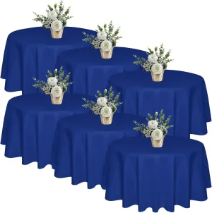 6 Pack 120 In Round Royal Blue Tablecloths - Reusable Polyester Table Covers – Protect from Spills (Not Waterproof) – for Weddings, Banquets, Parties – Ships Folded, Wrinkles Likely, Steam Before Use