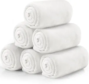 6 Pcs Flannel Fleece Throw Blanket Bulk 50 x 60 Inch Soft Fleece Blanket Warm Throw Blanket Coral Blankets for Couch Sofa Home Wedding Gifts Season (Cream White)