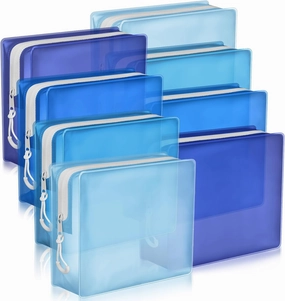 8 Pack TSA Approved Travel Toiletry Bags Frosted Translucent Leak-proof Cosmetic Makeup Bags for Women Men Travel Organizer Airport Security(Blue,6.7 x 5.5 x 1.8 Inch)
