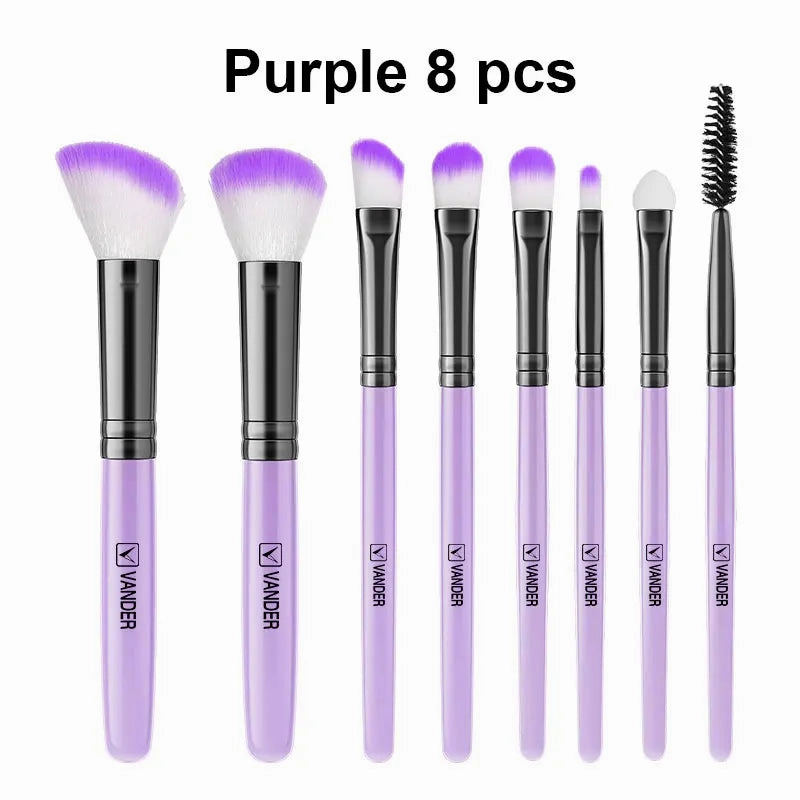 8Pcs Makeup Brush Set for Foundation, Powder, Blush & Eyeshadow - Face Beauty Tools