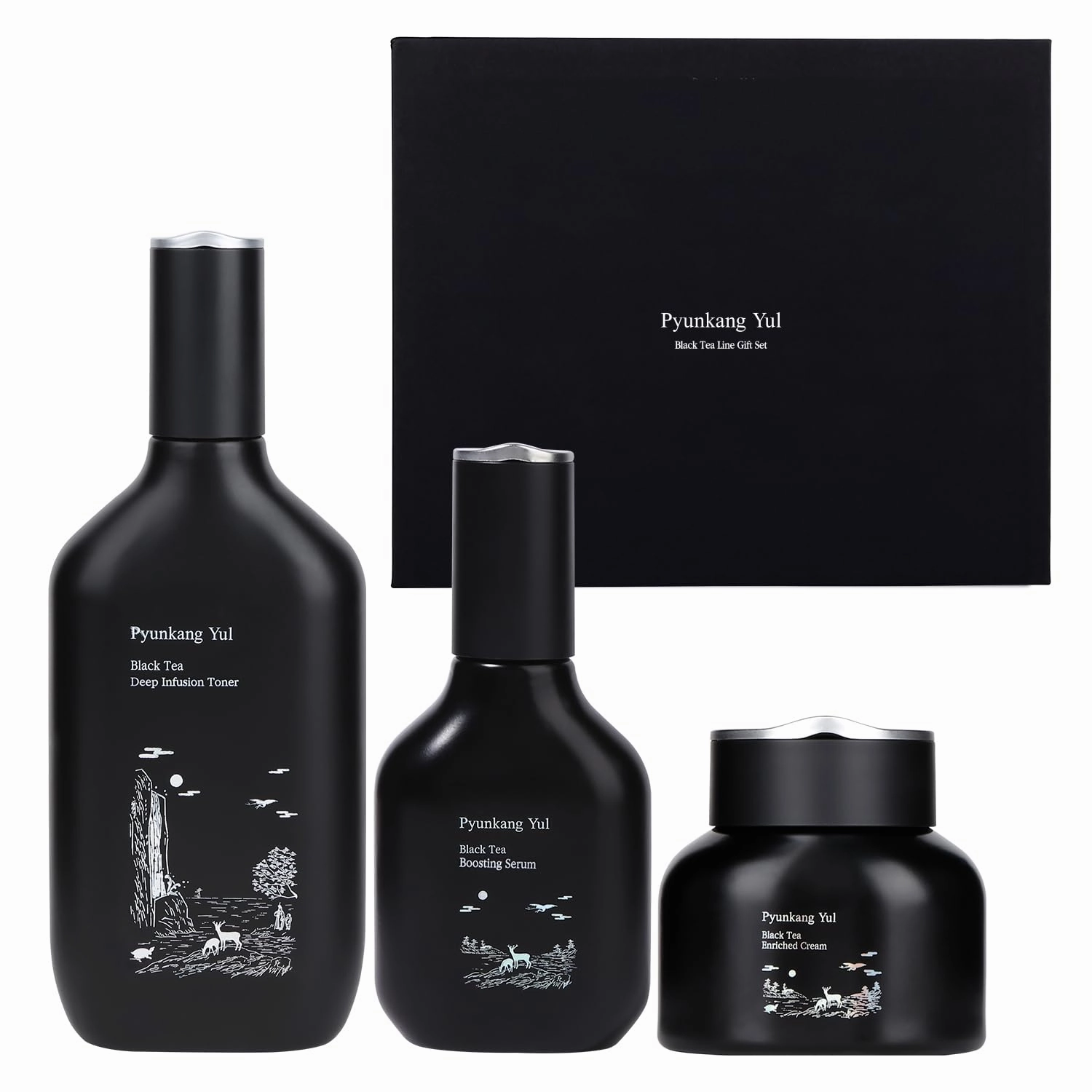 [PKY] Pyunkang Yul Black Tea Line Gift Box Set, Deep Nurishment for Anti-aging, Rich Moisture Toner, Revitalizing Serum & Nourishing Cream, Zero-Irritation (3-item set)