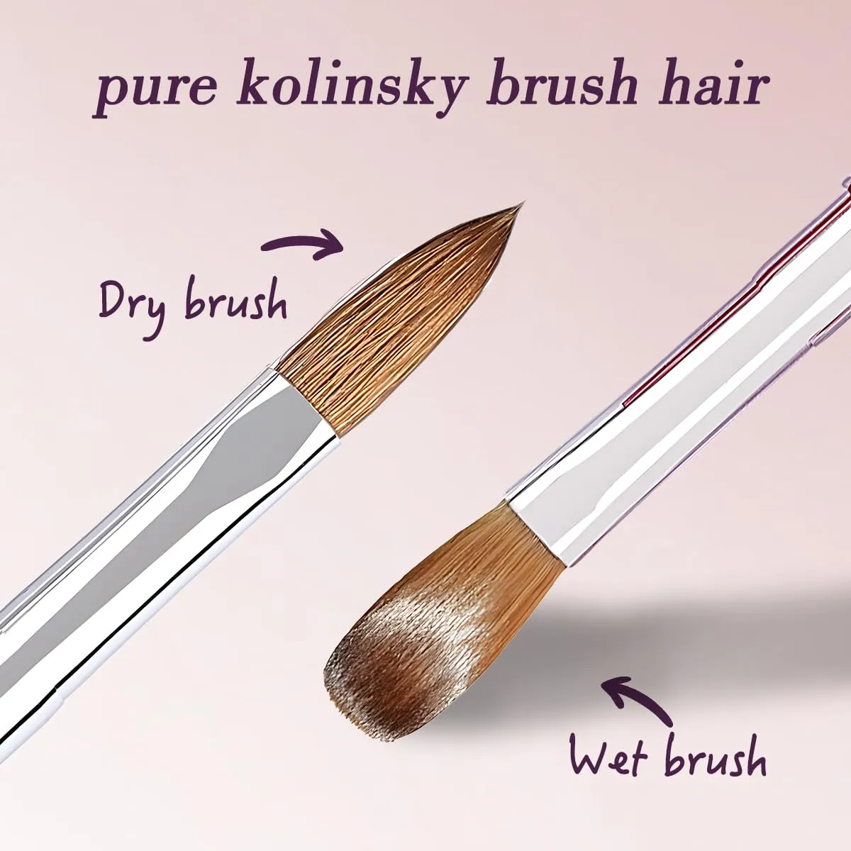 Acrylic Nail Brush Size14, 100% Pure Kolinsky Nail Art Brushes Sturdy Handle Oval Shaped Acrylic Powder Nail Design Tools for Professional Manicure DIY Home Salon (Purple)