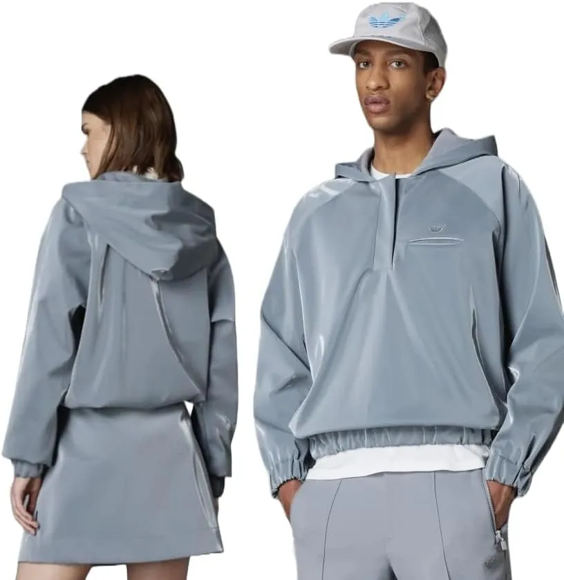 ADIDAS ORIGINALS UNISEX BLUE VERSION HIGH SHINE HOODIE, GREY (as1, alpha, l, regular, regular, LARGE)
