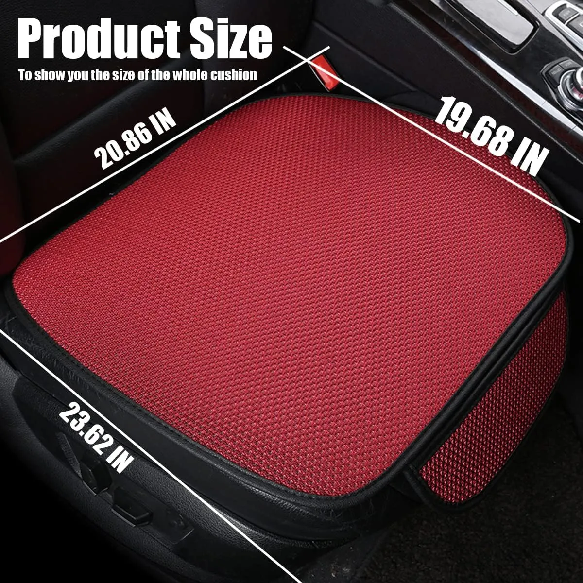 AICEL Car Seat Cushion Pad, 2 Pack Breathable Comfort Drivers Seat Covers with Storage Bag, Universal Car Front Seat Anti-Slip Cushion Mat, Car Protector Accessories for Truck, SUV, Van (Red)
