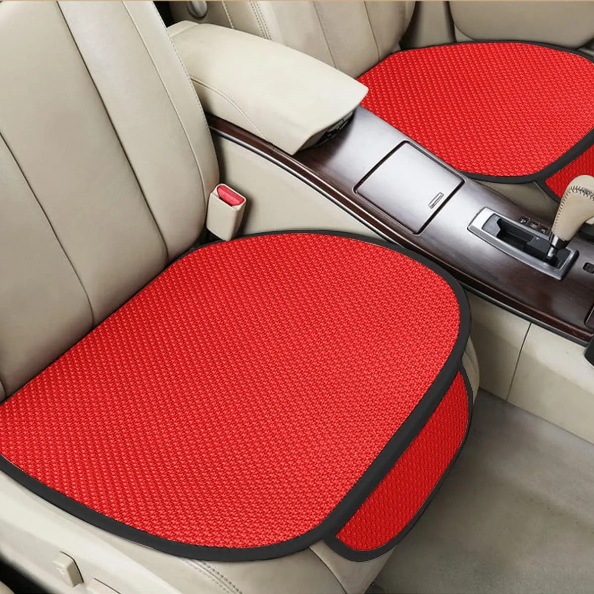 AICEL Car Seat Cushion Pad, 2 Pack Breathable Comfort Drivers Seat Covers with Storage Bag, Universal Car Front Seat Anti-Slip Cushion Mat, Car Protector Accessories for Truck, SUV, Van (Red)