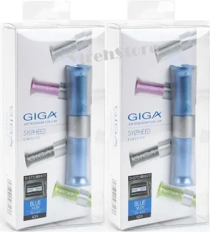 Air Spencer Sylpheed Giga Clip Blue Musk scent 2-pack, Slim Elegant Design, Graceful Color, Solid/Spill proof, Car Vent Clip Air Freshener, Fresh fruity with woody note cologne fragrance
