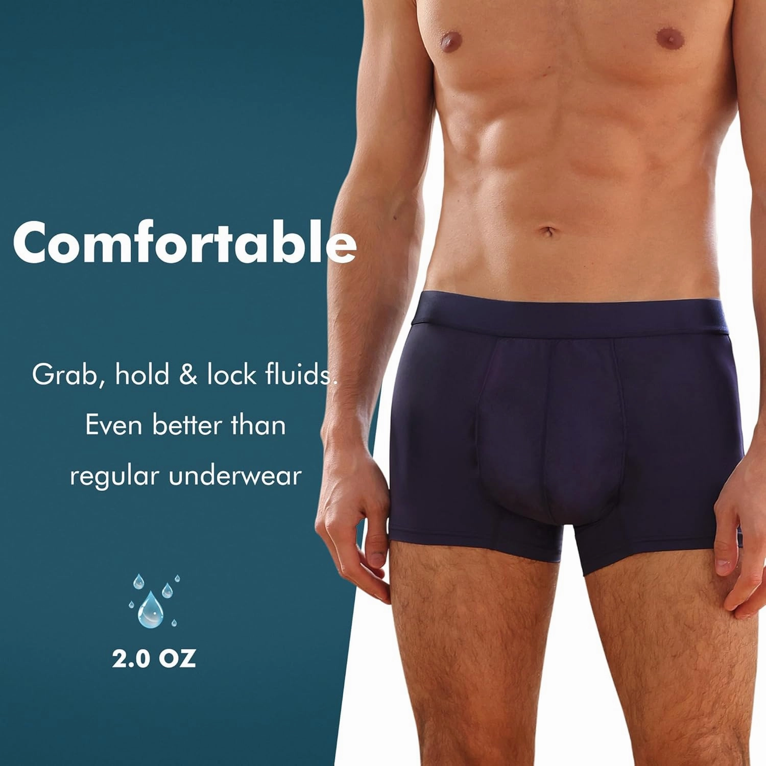 AIRCUTE Washable Absorbency Urinary Incontinence Underwear for Men Bladder leaks, Breathable Cool Protective Boxer Briefs (Blue, X-Large)