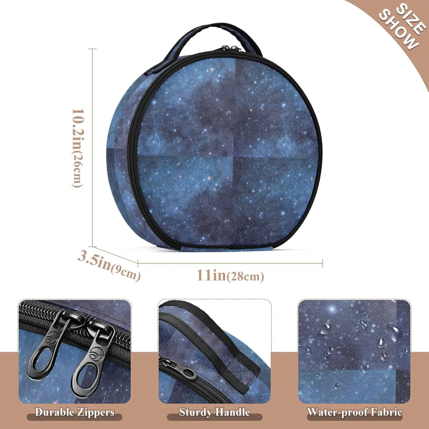 ALAZA Starry Galaxy Blue Makeup Bag Travel Cosmetic Bag Large Toiletry Organizer