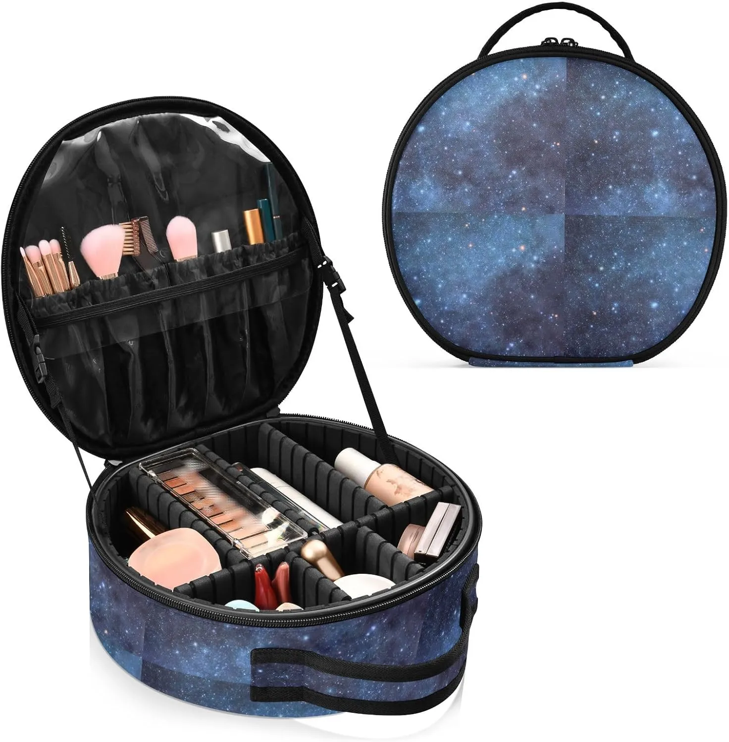 ALAZA Starry Galaxy Blue Makeup Bag Travel Cosmetic Bag Large Toiletry Organizer