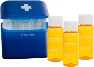 Allermates 3 Pack Mini Med Bottles with Hard Shell Travel Case - Blue 3 Pack