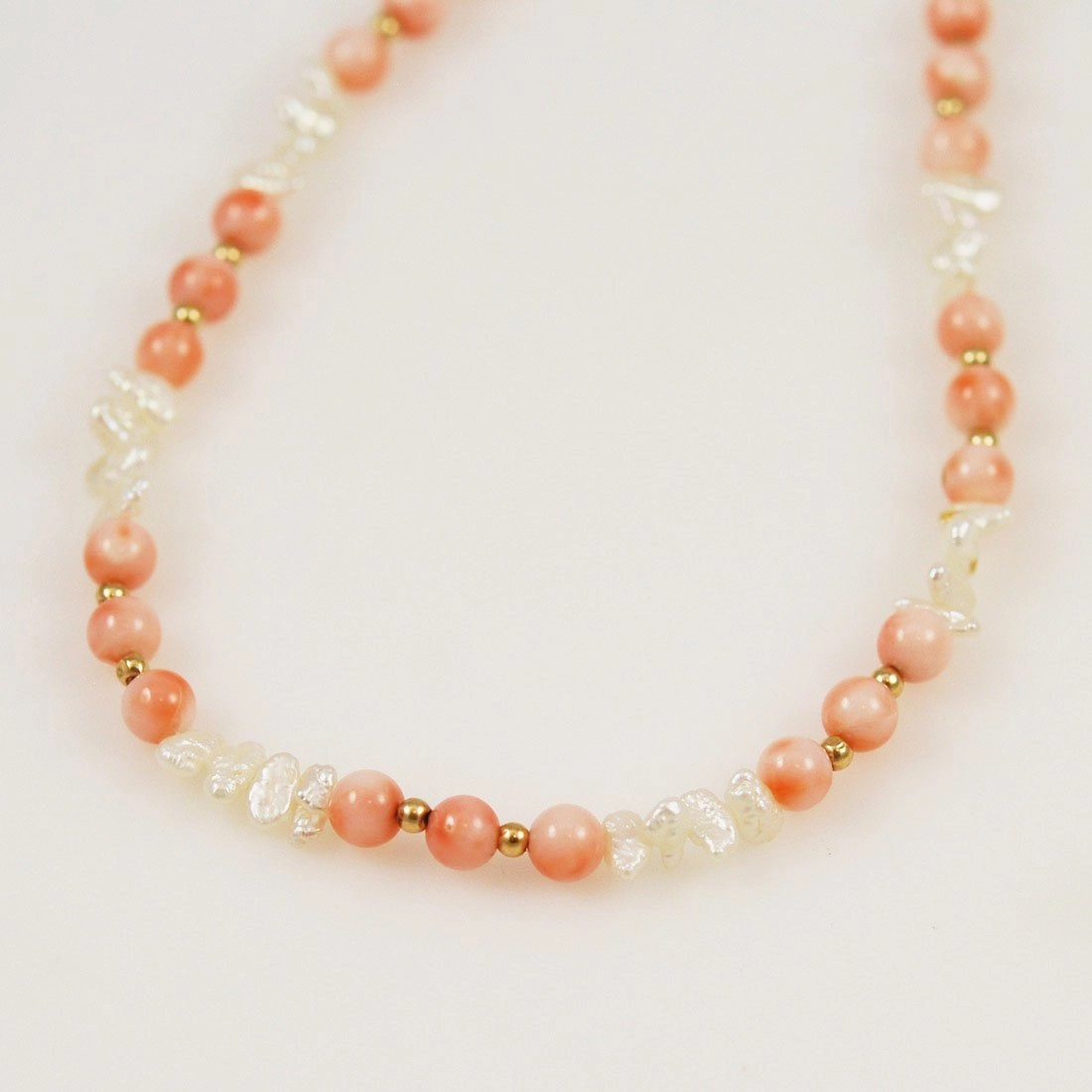 Angel Skin Coral & Keshi Pearl Necklace