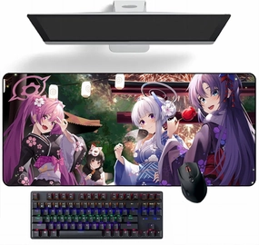 Anime Mouse pad Blue Archive Yūka & Noa Anime Mouse Pads Deskmat Keyboard Mat Large Mouse Pads, 400mm*900mm*3mm