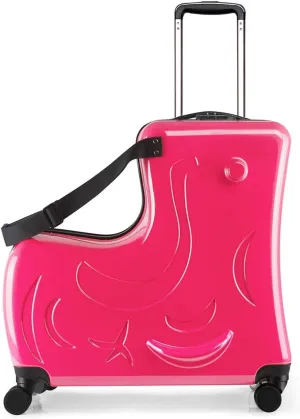 AO WEI LA OW Duffel Bag for Kids Ride-On Suitcase Carry-On Luggage with Wheels (Fuchsia, 20 Inch（suggest 1-6 years old)