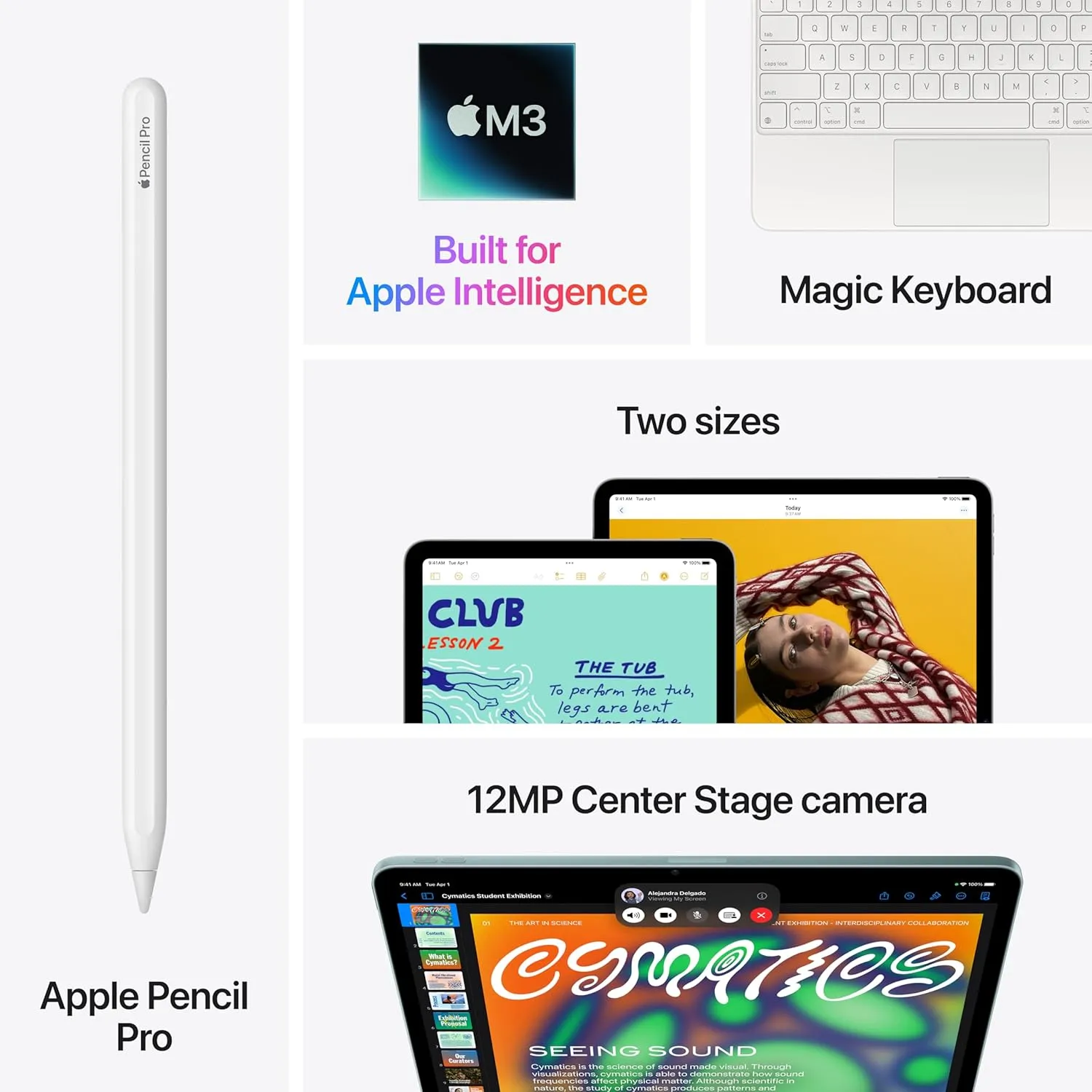 Apple iPad Air 13-inch with M3 chip Built for Apple Intelligence, Liquid Retina Display, 256GB, 12MP Front/Back Camera, Wi-Fi 6E, Touch ID, All-Day Battery Life — Blue