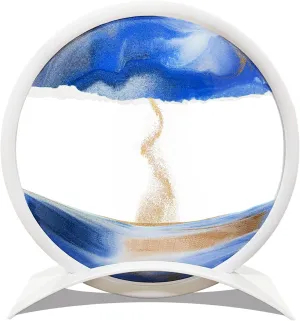 Atigrado 12" Moving Sand Art Liquid Motion Ocean Blue 3D Hourglass Deep Sea Sandscape Moving Sand Art Picture Color Quicksand Decor Mordern Desk Toys Flow Sand Painting Gifts for Home Office