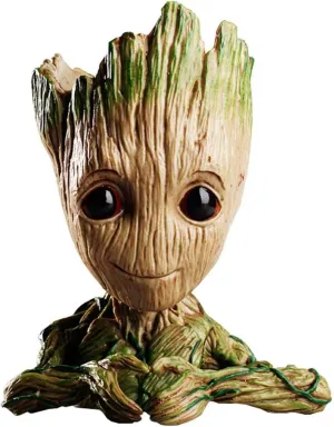Baby Groot Flower Pot, Tree Man Pen or Pencil Holder or Planters with Drainage Hole Perfect for a Tiny Succulents Plants Christmas Birthday Gift (Love)