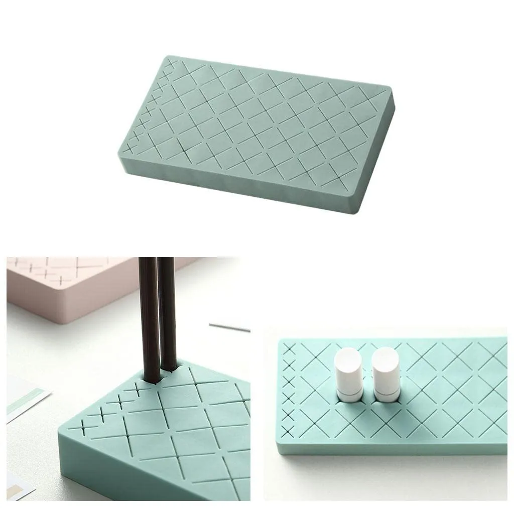 barenx Silicone Lipstick Storage Stand Storage Box 36 Slots Holder Display Rack Makeup Organiser for Lip Gloss Lipsticks Eyeliner Stud Makeup Brushes - light blue