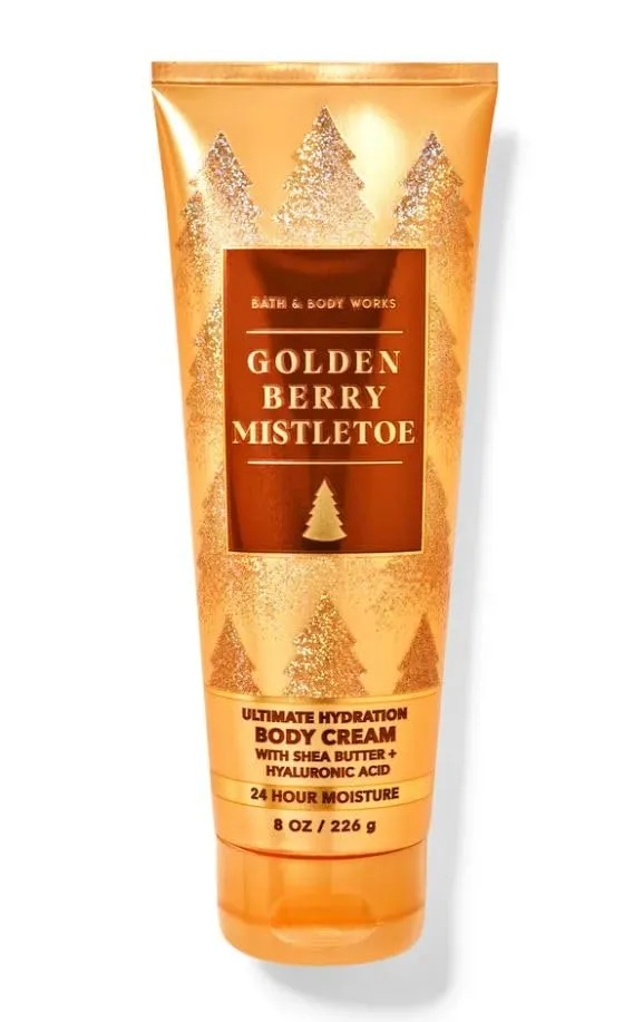 Bath and Body Golden Berry Mistletoe Moisturizing Body Cream | 8 Oz