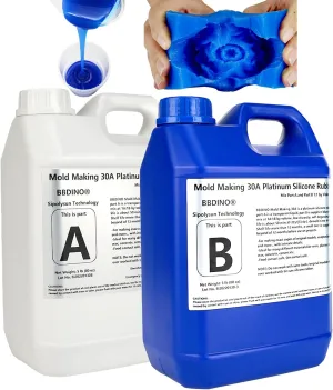 BBDINO Silicone Mold Making Kit 30A, Mold-Making Silicon Rubber 1 Gallon/10 Lbs/160 Oz Liquid Silicon for Molds Making, 1:1 by Volume, Ideal for Silicone, Resins, Soap, Concrete, Wax Molding