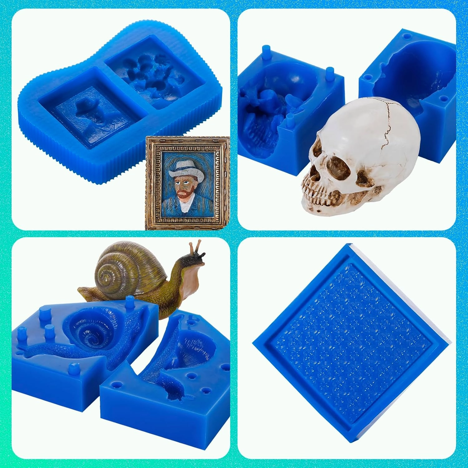 BBDINO Silicone Mold Making Kit, Liquid Silicone for Molds Making 30A Sapphire Blue, High Strength Silicon Rubber 4.4 lbs, 1:1 by Volume Ideal for Mold Casting of Resin/Jewelry/Candle/Concrete/Plaster