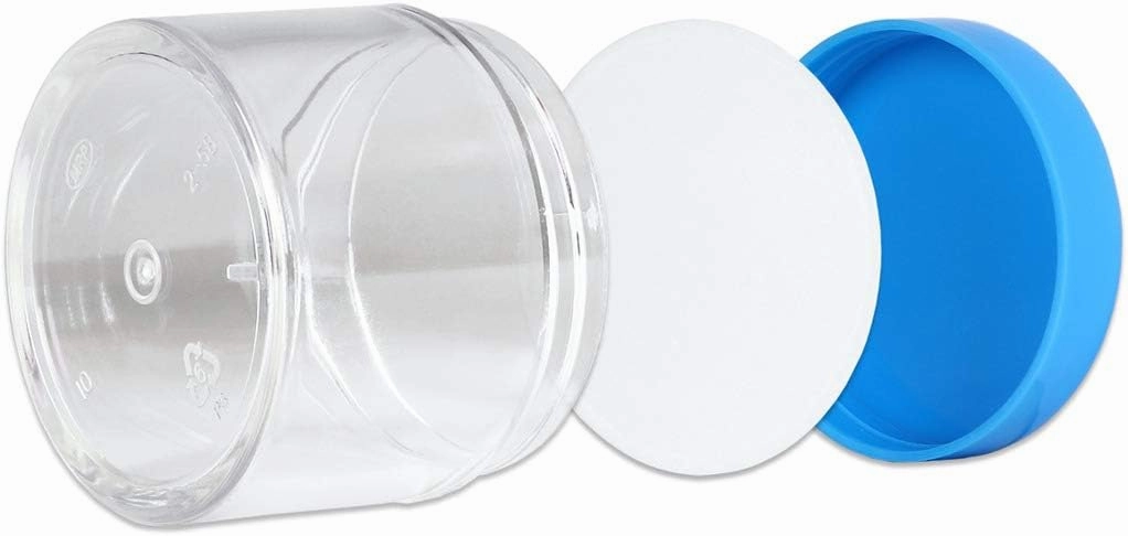 Beauticom® 2 oz./ 60 Grams/ 60 ML (Quantity: 36 Packs) Thick Wall Round Clear Plastic LEAK-PROOF Jars Container with BLUE Lids for Cosmetic, Lip Balm, Lip Gloss, Creams, Lotions, Liquid
