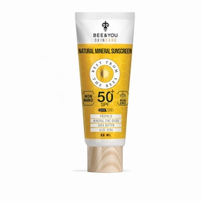 Bee and You SPF 50 Body Sunscreen 2.7 oz | UV protection, Clear, Sensitive, Acne-Prone Skin, Mineral-Based Zinc Oxide, Propolis Extract, Shea Butter, Aloe Vera, 100% Natural, Hypoallergenic