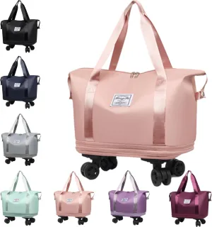 Beente Travel Bag With Wheels, 2025 New Large Capacity Travel Bag - Universal Wheel Removable, Wet and Dry Separation (Pink)