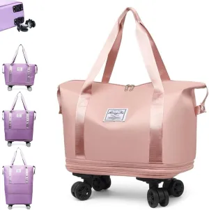 Beente Travel Bag with Wheels, Kulken Travel Bag, 2025 New Large Capacity, Foldie Expandable - Lightweight Carry (Pink)