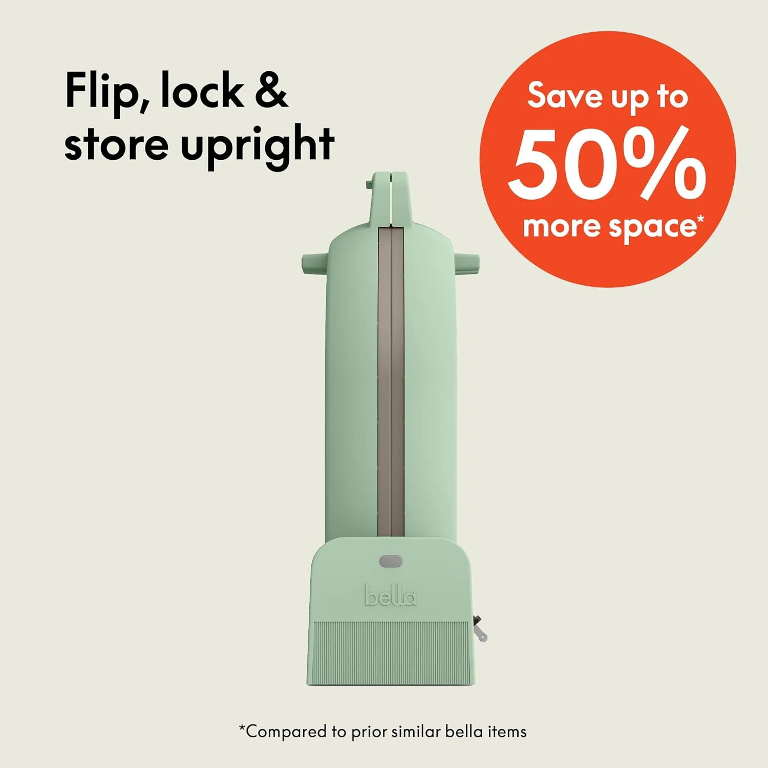 bella Flip-n-Store Waffle Maker with EverGood™ Ceramic Nonstick Coating, Fits-anywhere™ Kitchenware, Power Indicator Light, Cool Touch Handle & Cord Wrap, 7” Wide & 1" Deep Plates, 1000 Watt, Seaglass