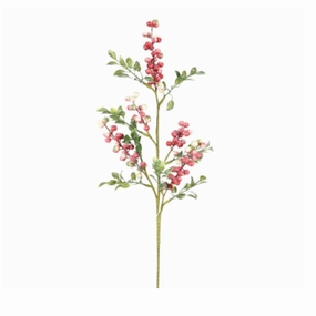 Berry Leaves Spray, 28", Cream Pink