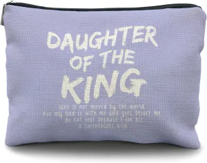 bible verse makeup bag，Daughter of the king makeup bag，christian makeup bag Cosmetic Bag，inspirational gifts for women，christian gifts for women faith，christian gifts for girls(blue)