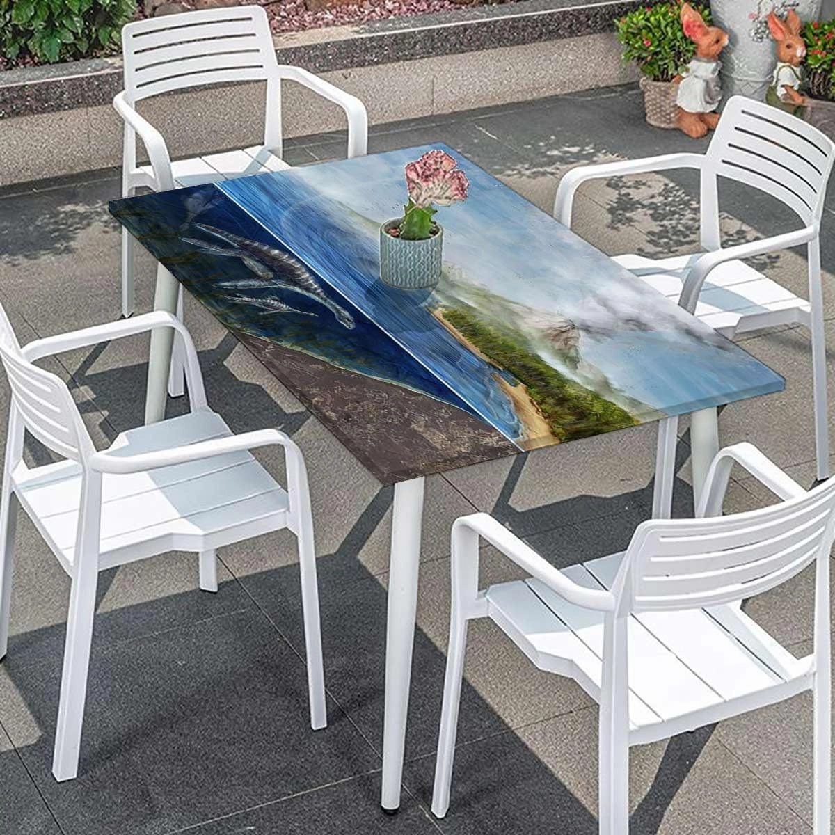 Black and Blue Fitted Table Cover for Square Tables Swimming Ocean Cartoon for Outdoor Indoor Picnic Party Rectangle Table Cloth Animal Fits up 5 Foot Tables