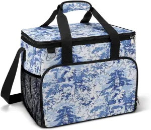 Blue and White Chinoiserie Pattern Cooler Bag, Collapsible Soft Sided Cooler, Large Leakproof Camping Cooler, Portable Travel Cooler for Camping, Road Trips