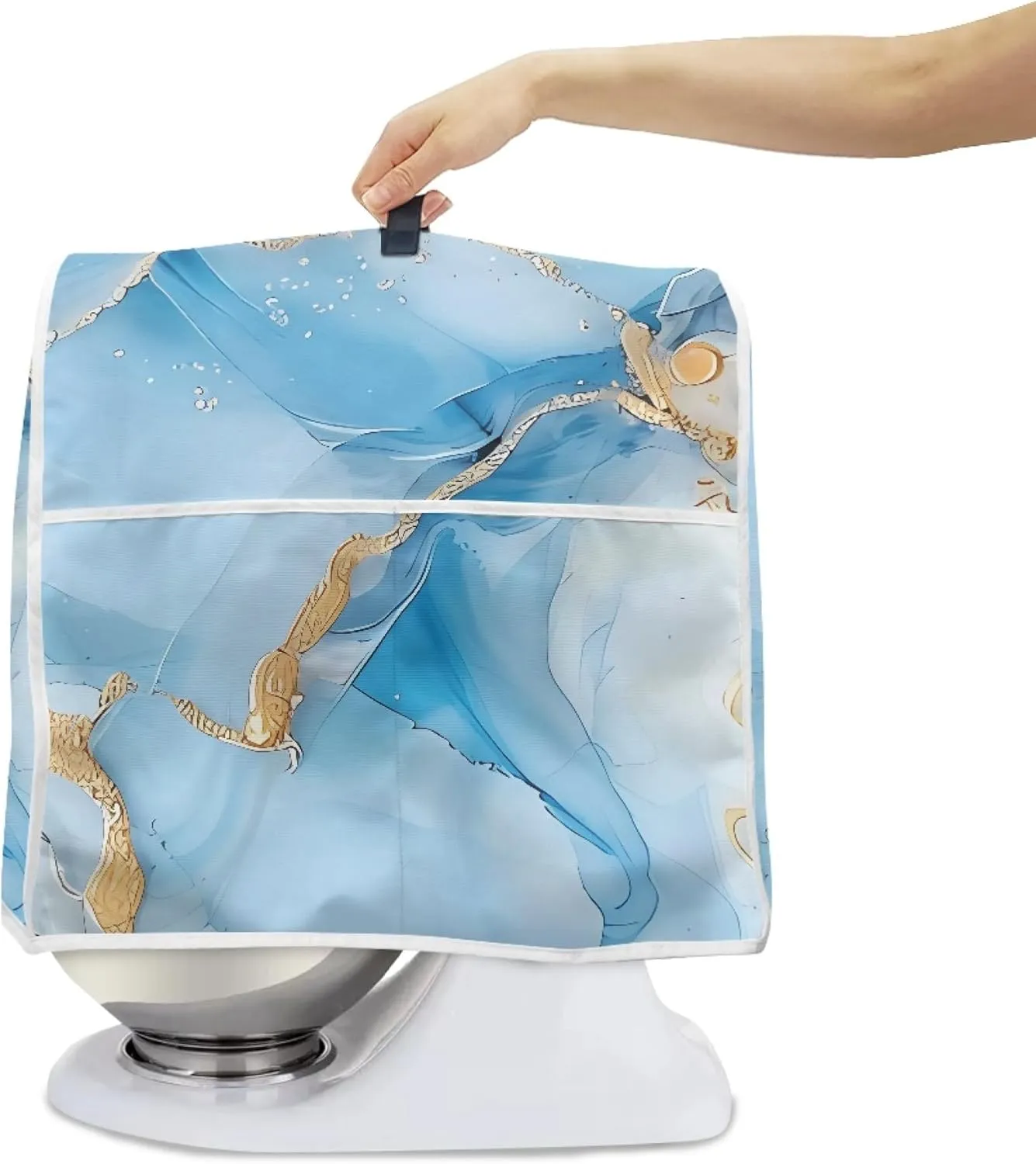 Blue Marble Print Stand Mixer Cover Home Kitchen Washable Appliance Cover, Kitchen Decorations Universal Dust Proof Mixers Protector with Top Handle and Pockets