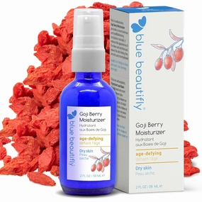 Blue Beautifly Goji Berry Face Moisturizer - Restores Elasticity, Boosts Collagen, and Protects the Skin - Hyaluronic Acid Moisturizer Super-Charged with Ribose, and Marine Pine Bark Extract - 2 fl oz