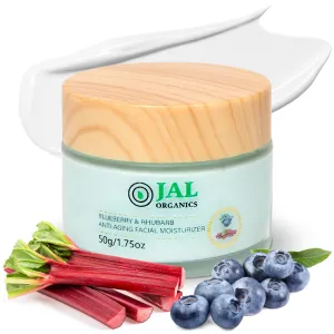 Blueberry & Rhubarb Anti Aging Face Cream for Women - Lightweight Facial Cream Moisturizer for Wrinkles & Fine Lines - Hydrating Antioxidant-Rich Collagen Cream for Face - 1.75 Ounces