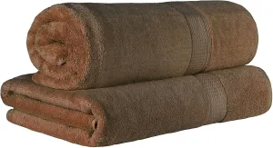 BLUENILEMILLS Premium Towel Collection, Egyptian Cotton Towels for Shower and Bathroom 2-Piece Bath Sheet Set, 34" x 68", Chocolate by Blue Nile Mills