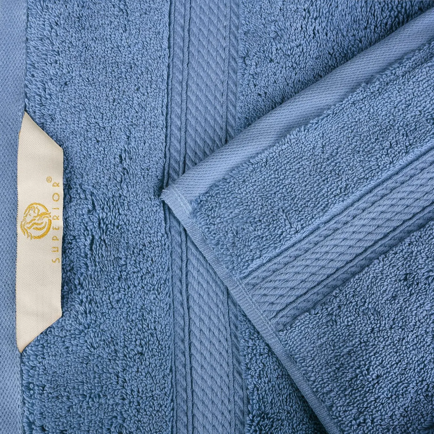 BLUENILEMILLS Premium Towel Collection, Egyptian Cotton Towels for Shower and Bathroom 2-Piece Bath Sheet Set, 34" x 68", Denim Blue by Blue Nile Mills