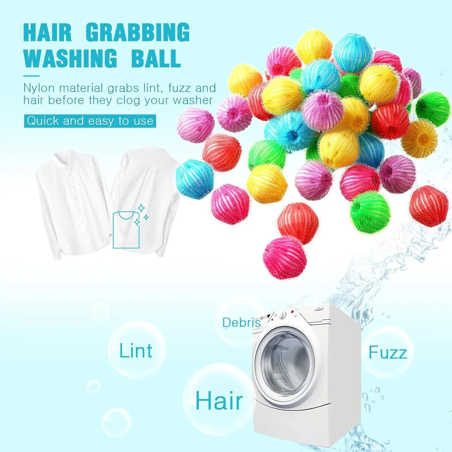 Blulu 48 Pieces Pet Hair Remover for Laundry Dryer Balls Reusable Washing Machine Hair Catcher Pet Dog Cat Catcher Lint Remover (Rainbow Color)