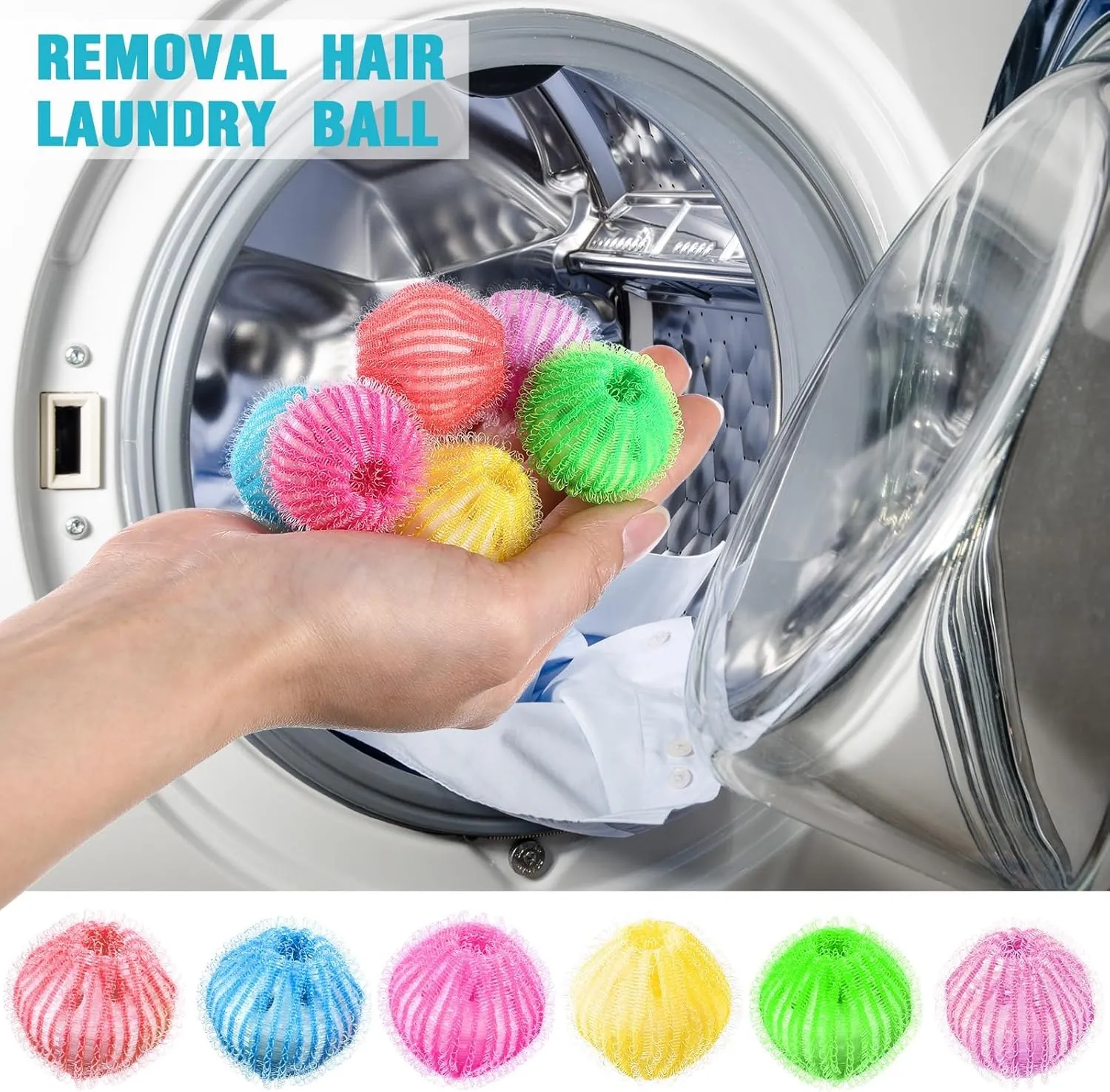 Blulu 48 Pieces Pet Hair Remover for Laundry Dryer Balls Reusable Washing Machine Hair Catcher Pet Dog Cat Catcher Lint Remover (Rainbow Color)