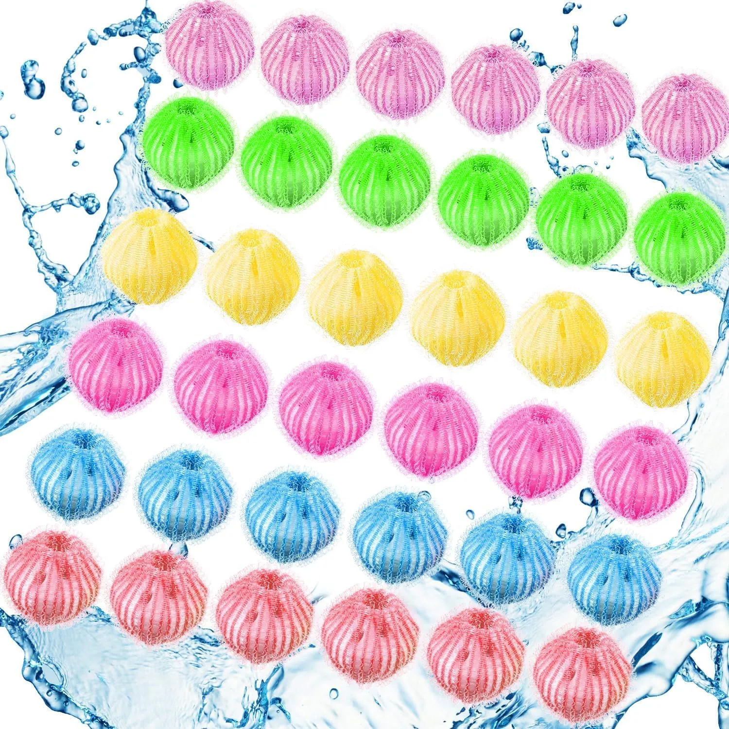 Blulu 48 Pieces Pet Hair Remover for Laundry Dryer Balls Reusable Washing Machine Hair Catcher Pet Dog Cat Catcher Lint Remover (Rainbow Color)