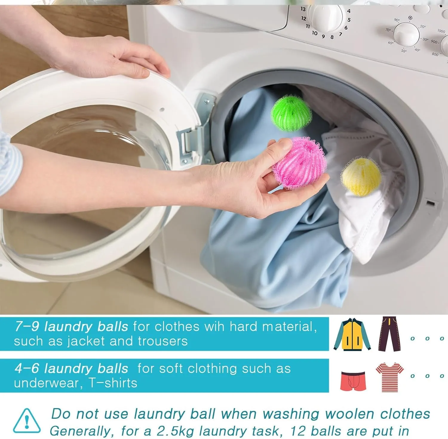 Blulu 48 Pieces Pet Hair Remover for Laundry Dryer Balls Reusable Washing Machine Hair Catcher Pet Dog Cat Catcher Lint Remover (Rainbow Color)