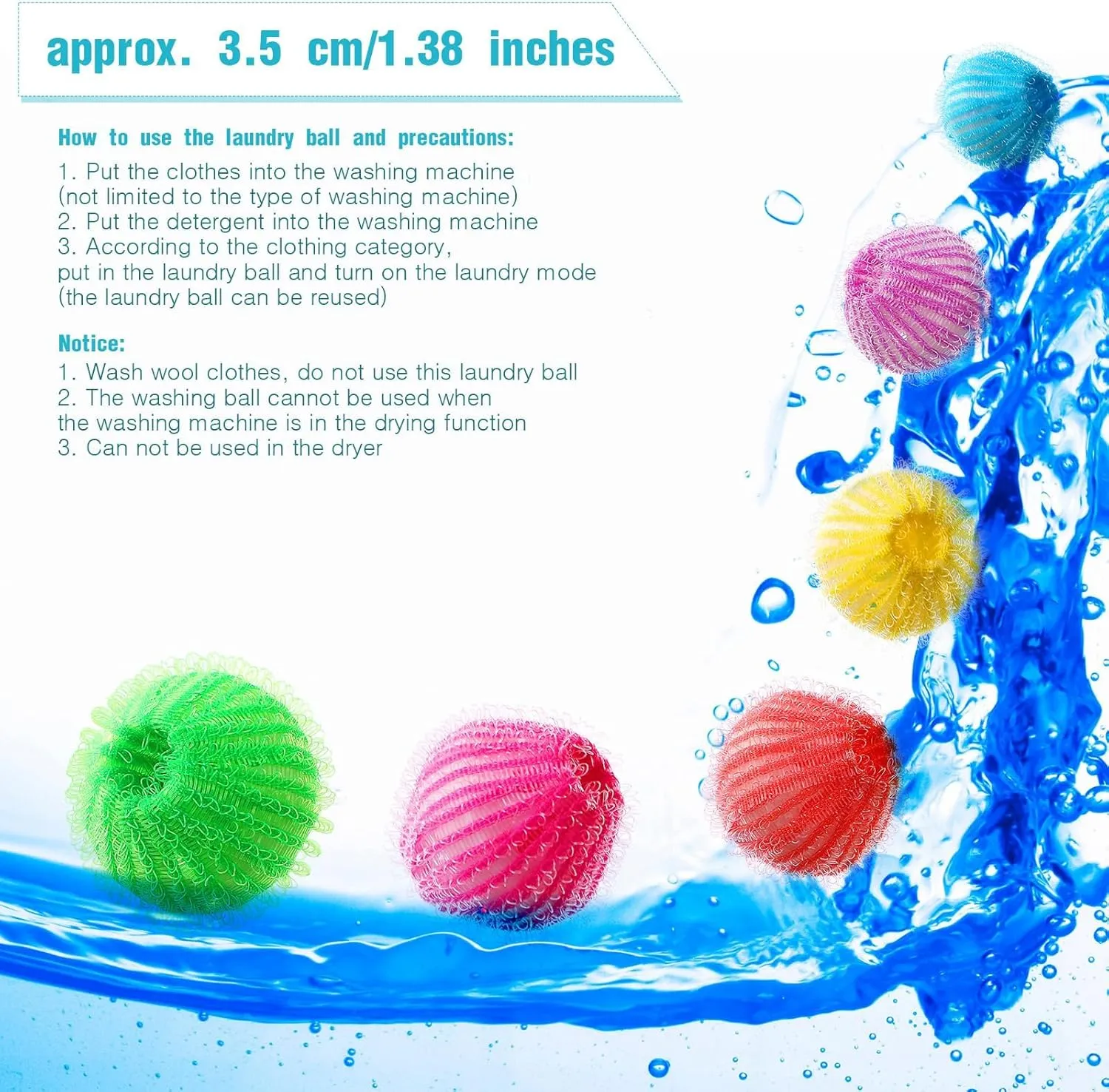 Blulu 48 Pieces Pet Hair Remover for Laundry Dryer Balls Reusable Washing Machine Hair Catcher Pet Dog Cat Catcher Lint Remover (Rainbow Color)