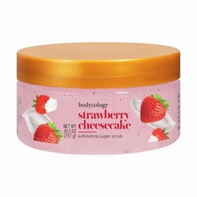 Body~cology Strawberry Cheesecake Sugar Scrub, 10.5 oz, Exfoliating Body Treatment with Shea Butter