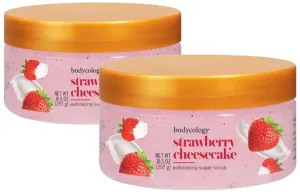 Body~cology Strawberry Cheesecake Sugar Scrub, 10.5 oz, Exfoliating Body Treatment with Shea Butter (Pack 02)