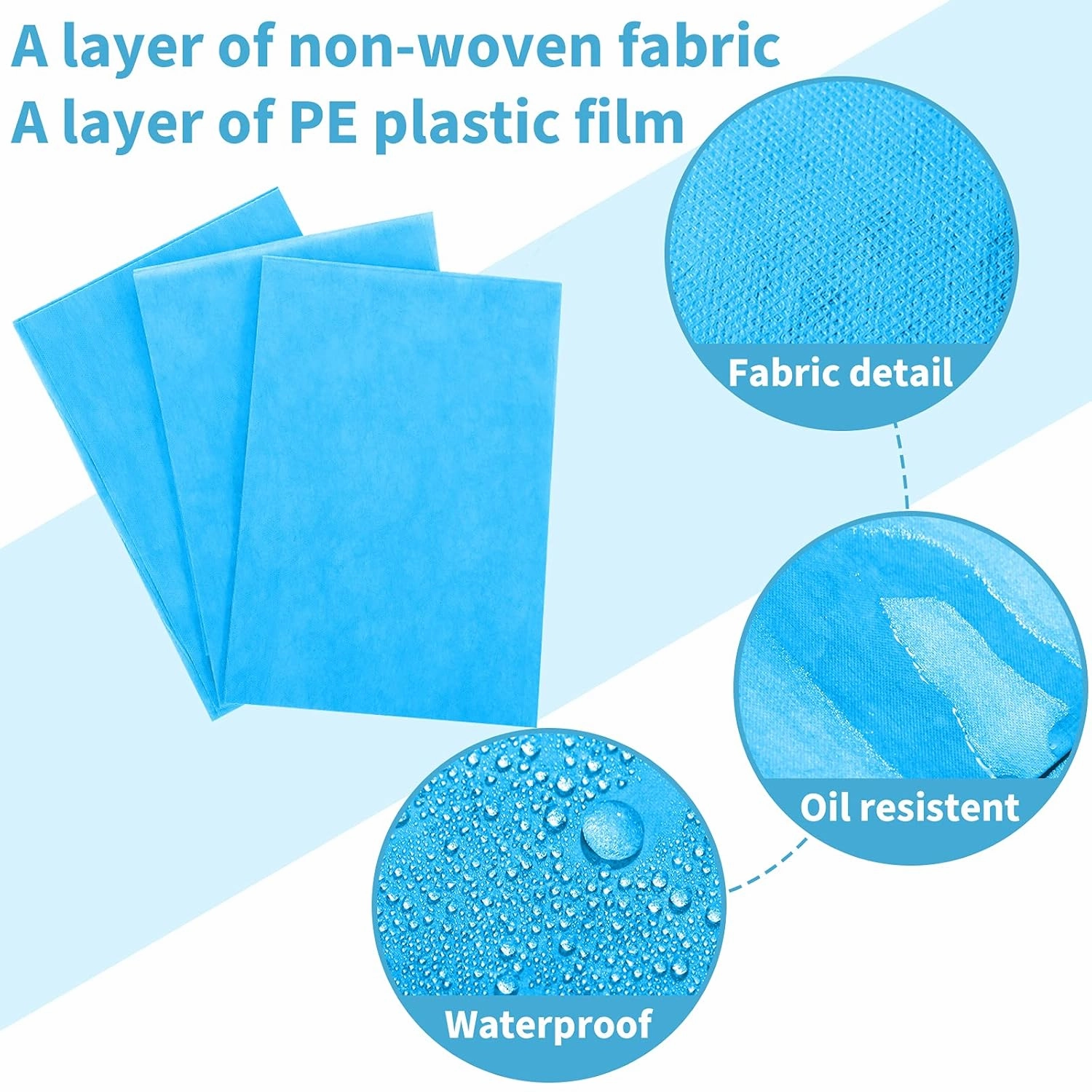 Breling 100 Pieces 31. 5 x 71 Inch Disposable Bed Sheets Massage Table Sheets Non-woven Spa Fabric Waterproof Bed Cover Oil Proof Breathable Accessories for Spa Beauty Salon Hotels Tatto(Blue)
