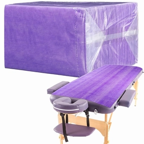 Breling 100 Pieces 31. 5 x 71 Inch Disposable Bed Sheets Massage Table Sheets Non-woven Spa Fabric Waterproof Bed Cover Oil Proof Breathable Accessories for Spa Beauty Salon Hotels Tatto(Purple)