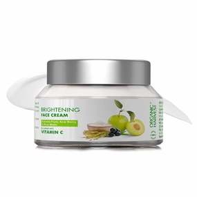 Brightening Face Cream: Kakadu Plum, Acai Berry & Rice Water | Ideal For All Skin Types | Protect From Sun Damage | 100% Certified Organic, Paraben & Sulphate Free - 50 gm