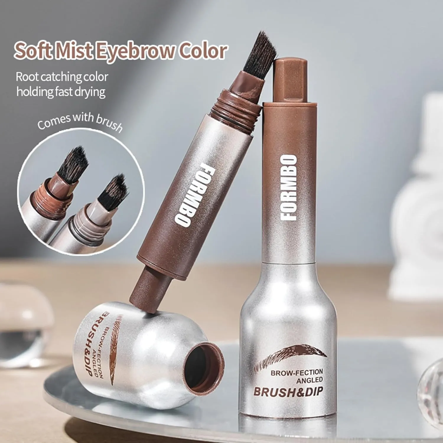 Brow Gel With Large Brush Head - Multi-Color Eyebrow Dye Gel, Natural Three-Dimensional Plump Fur Flu Long-Lasting, Waterproof, Sweat Proof, Wild,Naturally Foggy Eyebrows Gel (AUBURN, 5g)