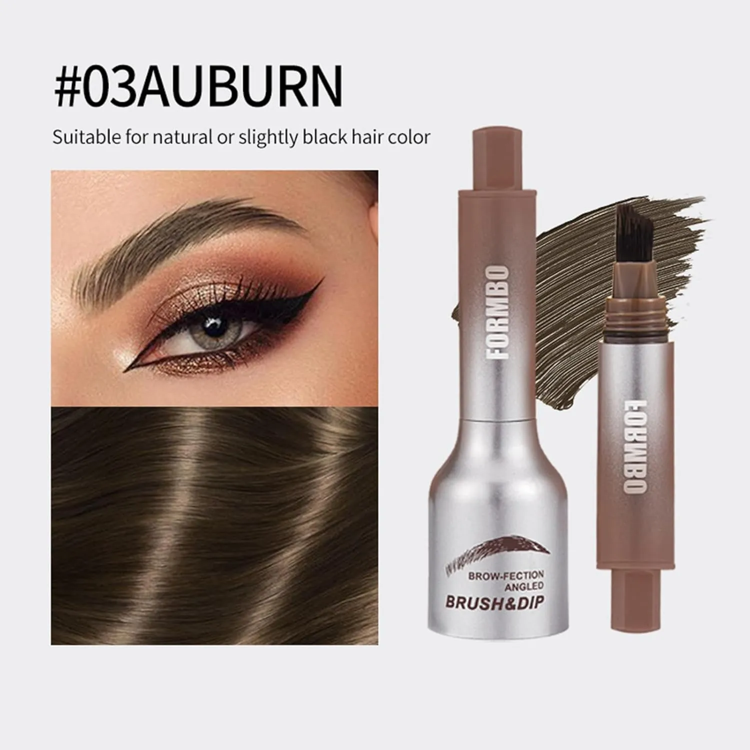 Brow Gel With Large Brush Head - Multi-Color Eyebrow Dye Gel, Natural Three-Dimensional Plump Fur Flu Long-Lasting, Waterproof, Sweat Proof, Wild,Naturally Foggy Eyebrows Gel (AUBURN, 5g)